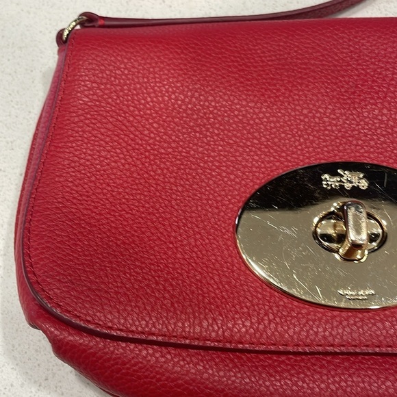 Coach Liv Pouch Red Leather Crossbody Bag - Picture 4 of 15